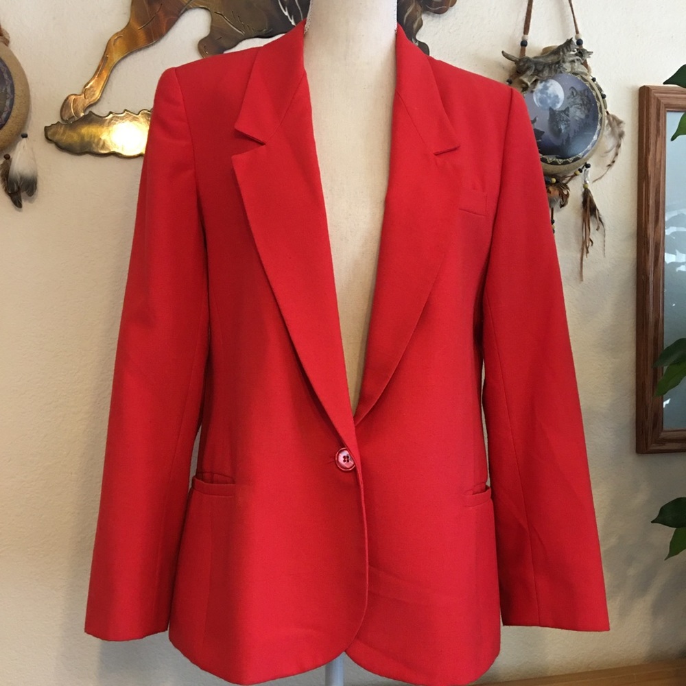 Vintage 70s Sabrina B. coral pink lined blazer